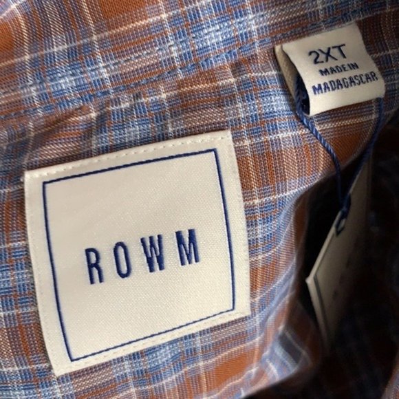 ROWM NWT MEN’S BLUE BROWN LONG SLEEVE SHIRT 2XT - Picture 6 of 7